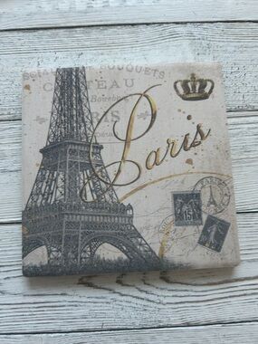 Set Paris Coaster Set of 4 Absorbent Stone Coasters / Gift Ready / New In Box!